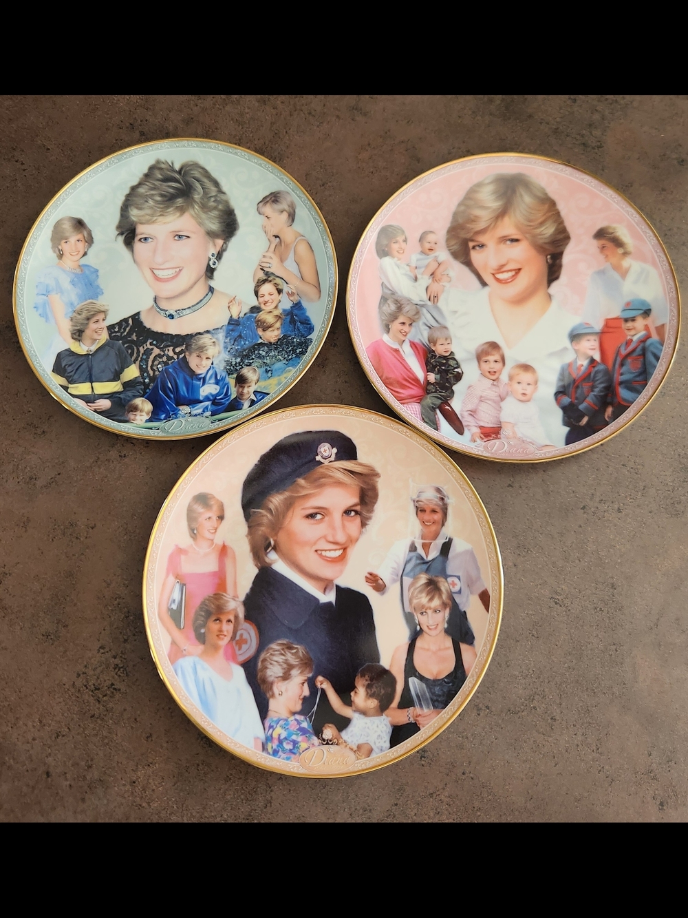 Royal Worcester Princess Diana Tribute Collector Plates Set Of 3